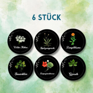 6er-Set Wildkr&auml;uter Magnete (schwarz)